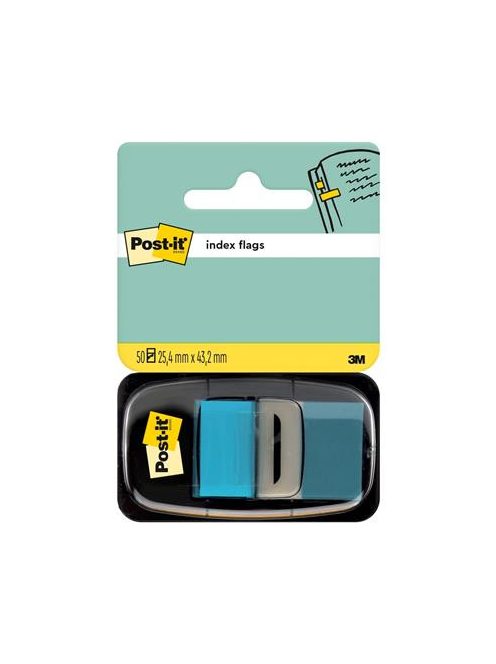 3M POSTIT Jelölőcímke, műanyag, 50 lap, 25x43 mm, 3M POSTIT, élénk kék