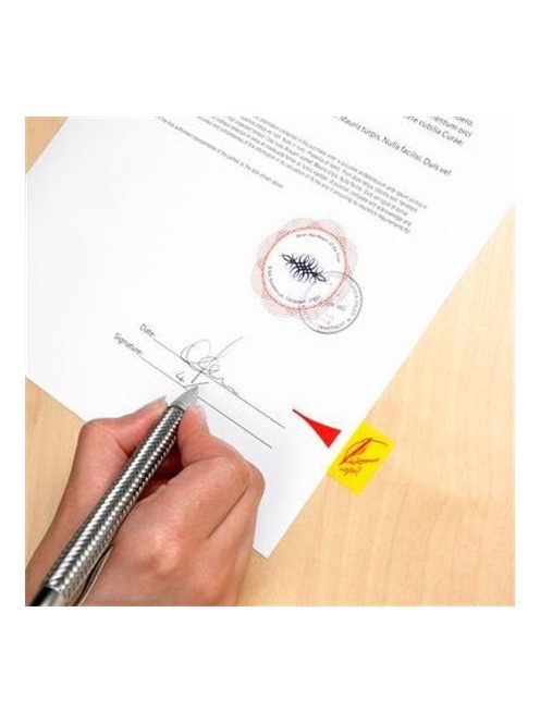 3M POSTIT Jelölőcímke, műanyag, 50 lap, 25x43 mm, 3M POSTIT, ikonos, aláírás