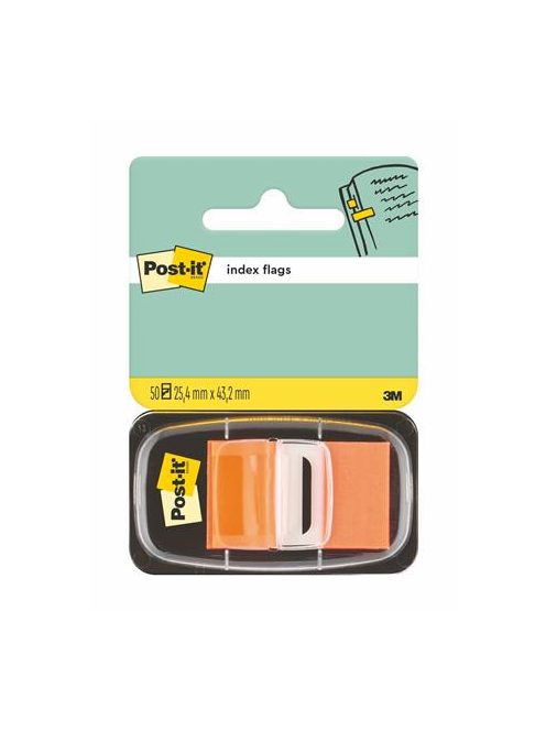 3M POSTIT Jelölőcímke, műanyag, 50 lap, 25x43 mm, 3M POSTIT, narancs