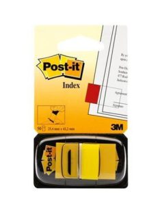   3M POSTIT Jelölőcímke, műanyag, 50 lap, 25x43 mm, 3M POSTIT, sárga
