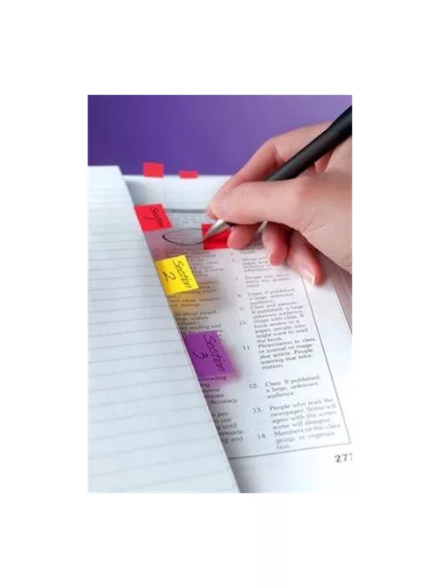 3M POSTIT Jelölőcímke, műanyag, 50 lap, 25x43 mm, 3M POSTIT, sárga