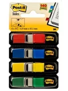 3M POSTIT Jelölőcímke, műanyag, 4x35 lap, 12x43 mm, 3M POSTIT, vegyes