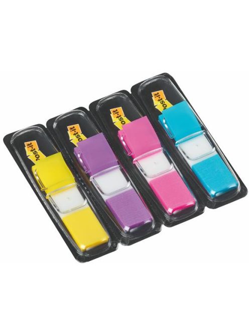 3M POSTIT Jelölőcímke, műanyag, 4x35 lap, 12x43 mm, 3M POSTIT, élénk vegyes