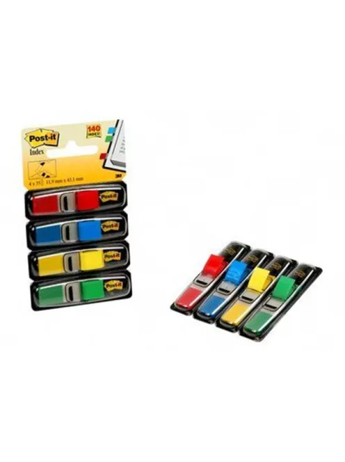 3M POSTIT Jelölőcímke, műanyag, 4x35 lap, 12x43 mm, 3M POSTIT, vegyes
