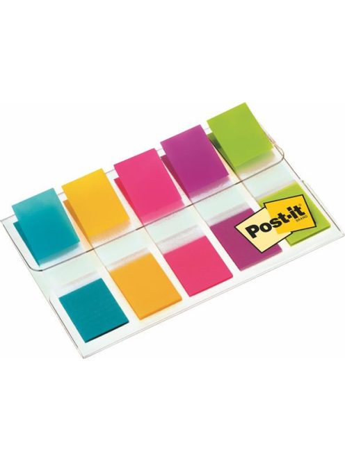 3M POSTIT Jelölőcímke, műanyag, 5x20 lap, 12x43 mm, 3M POSTIT, vegyes
