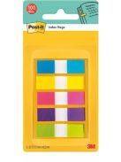 3M POSTIT Jelölőcímke, műanyag, 5x20 lap, 12x43 mm, 3M POSTIT, vegyes