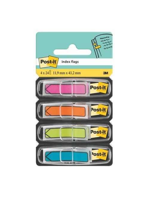 3M POSTIT Jelölőcímke, műanyag, 5x20 lap, 11,9x43,2 mm, nyíl, 3M POSTIT, vegyes