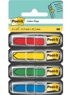   3M POSTIT Jelölőcímke, műanyag, 4x24 lap, 11,9x43,2 mm, nyíl, 3M POSTIT, vegyes