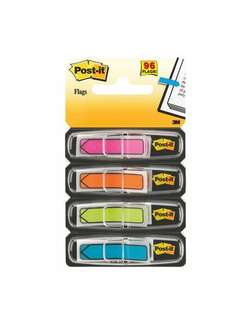 3M POSTIT Jelölőcímke, műanyag, 4x24 lap, 11,9x43,2 mm, nyíl, 3M POSTIT, vegyes