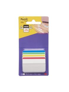   3M POSTIT Jelölőcímke, műanyag, megerősített, döntött, 4x6 lap, 50,8x38,1 mm, 3M POSTIT, vegyes színek