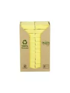 3M POSTIT Öntapadó jegyzettömb, 38x51 mm, 24x100 lap, környezetbarát, 3M POSTIT, sárga