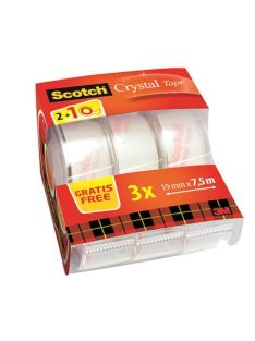   3M SCOTCH Ragasztószalag adagolón, kézi, 19 mm x 7,5 m, 3M SCOTCH "Crystal", 2+1 akció