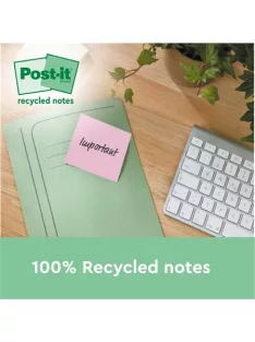   3M POSTIT Öntapadó jegyzettömb, 38x51 mm, 6x100 lap, környezetbarát, 3M POSTIT "Nature", vegyes pasztell színek