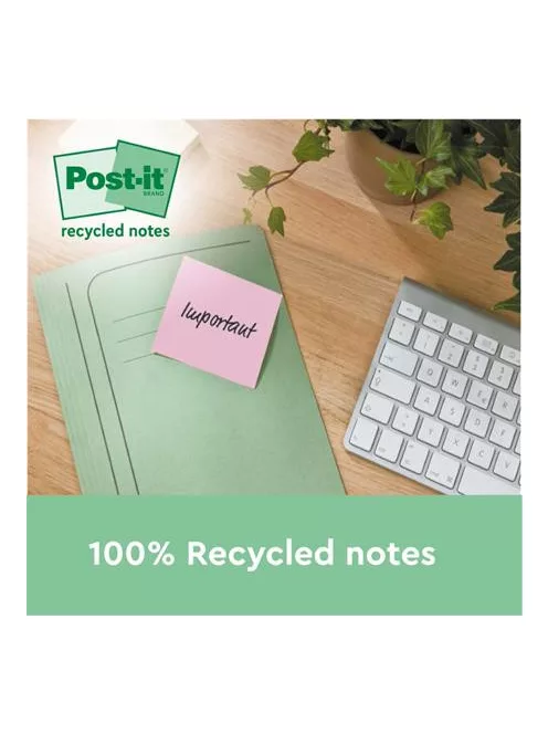 3M POSTIT Öntapadó jegyzettömb, 38x51 mm, 24x100 lap, környezetbarát, 3M POSTIT "Nature", vegyes pasztell színek
