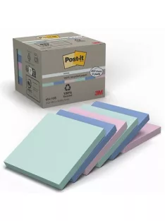   3M POSTIT Öntapadó jegyzettömb, 76x76 mm, 6x100 lap, környezetbarát, 3M POSTIT "Nature", vegyes pasztell színek
