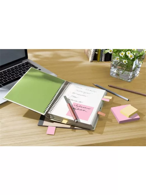 3M POSTIT Öntapadó jegyzettömb, 76x76 mm, 6x100 lap, környezetbarát, 3M POSTIT "Nature", vegyes pasztell színek