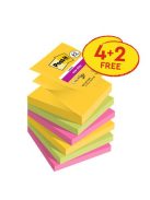 3M POSTIT Öntapadó jegyzettömb, "Z", 76x76 mm, 4+2x90 lap, 3M POSTIT "Carnival", vegyes