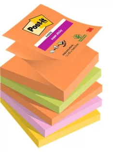   3M POSTIT Öntapadó jegyzettömb, "Z", 76x76 mm, 5x90 lap, 3M POSTIT "Super Sticky Boots", vegyes színek