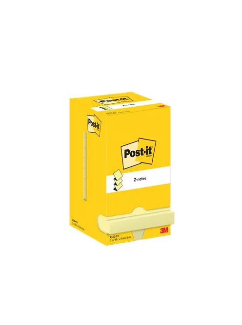 3M POSTIT Öntapadó jegyzettömb, "Z", 76x76 mm, 12x100 lap, 3M POSTIT, kanári sárga