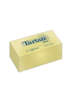   TARTAN Öntapadó jegyzettömb, 76x76 mm, 100 lap, 12 tömb/cs, TARTAN, sárga