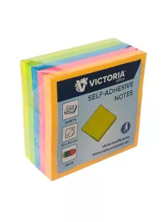   VICTORIA OFFICE Öntapadó jegyzettömb, 50x50 mm, 250 lap, VICTORIA OFFICE, neon