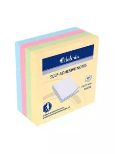   VICTORIA OFFICE Öntapadó jegyzettömb, 75x75 mm, 400 lap, VICTORIA OFFICE, pasztell