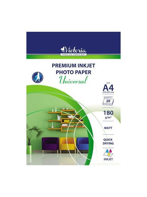 VICTORIA PAPER Fotópapír, tintasugaras, A4, 180 g, matt, VICTORIA PAPER "Universal"