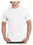 Póló, férfi, környakú, 100% pamut, XL méret "Gildan", fehér