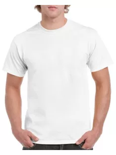   Póló, férfi, környakú, 100% pamut, XL méret "Gildan", fehér