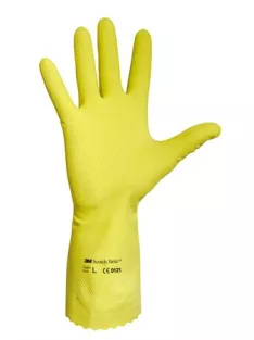 Védőkesztyű, latex, 7-es méret, sárga