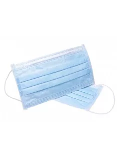 Papírmaszk, háromrétegű, gumis, kék