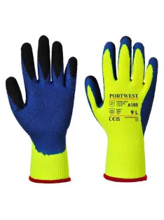   Védőkesztyű, latex, L méret "Duo-Therm", sárga-kék