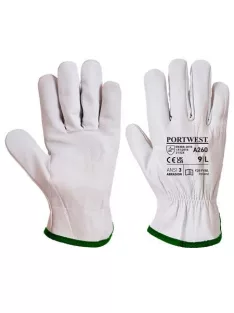 Sofőrkesztyű, bőr, L méret "Oves", szürke