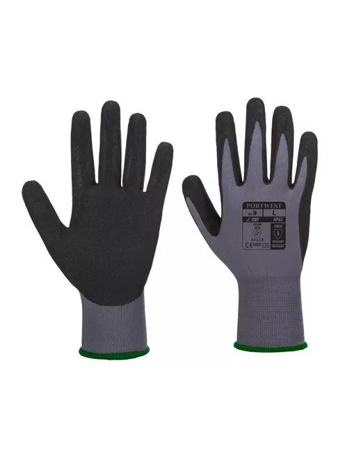 Védőkesztyű, nitril, M méret "Dermiflex Aqua", szürke-fekete