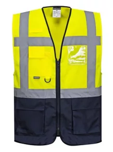   Vezetői mellény, jól láthatósági, M méret "Warsaw", narancssárga-tengerészkék