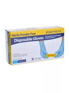   Védőkesztyű, egyszer használatos, nitril, L méret, púder nélküli, kék