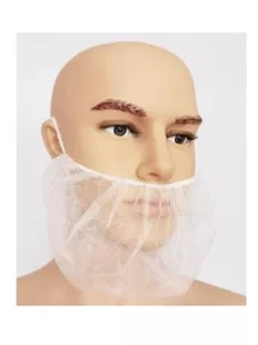   Szakállvédő, egyszer használatos, gumis, polipropilén, 100 db, fehér