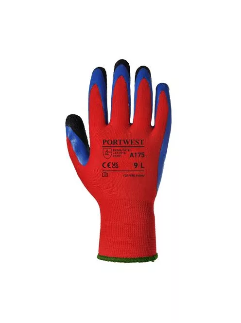 Védőkesztyű, latex, XL méret "Duo-Flex", piros-kék
