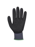 Védőkesztyű, nylon, nitrilhab, M méret "DermiFlex Ultra Plus", szürke-fekete