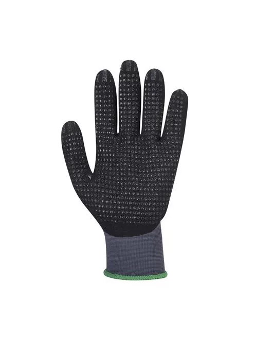 Védőkesztyű, nylon, nitrilhab, M méret "DermiFlex Ultra Plus", szürke-fekete