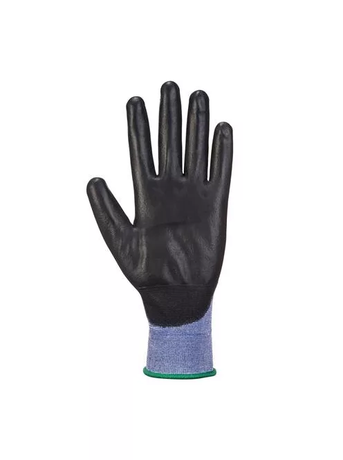 Védőkesztyű, nylon, PU tenyéren mártott, M méret "Senti-Flex", kék