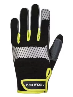   Védőkesztyű, szintetikus bőr, általános használatra, M méret, fekete