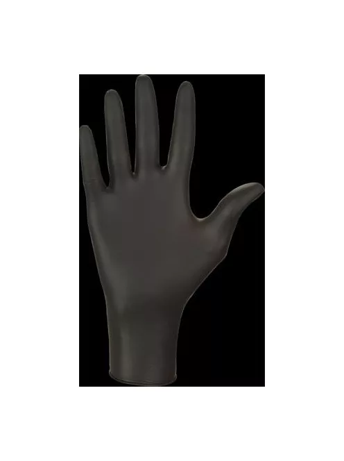 Védőkesztyű, egyszer használatos, nitril, XL méret, 100 db, púder nélküli, fekete