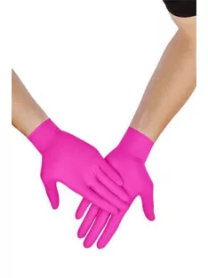   Védőkesztyű, egyszer használatos, nitril, L méret, 100 db, púder nélküli, magenta