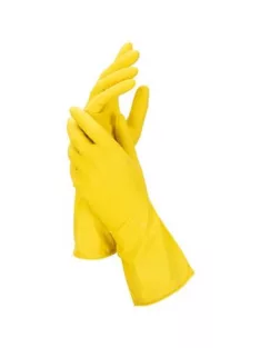Gumikesztyű, háztartási, latex, S méret, sárga