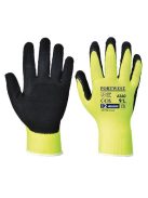 Védőkesztyű, nylon, latexhab, tenyerén mártott, L méret "Hi-Vis Grip", sárga