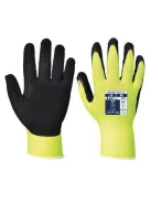 Védőkesztyű, nylon, latexhab, tenyerén mártott, M méret "Hi-Vis Grip", sárga