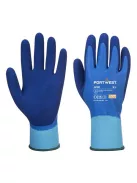 Védőkesztyű, latex, latexhab, tenyerén mártott, S méret "Liquid Pro", kék