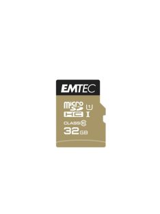   EMTEC Memóriakártya, microSDHC, 32GB, UHS-I/U1, 85/20 MB/s, adapter, EMTEC "Elite Gold"