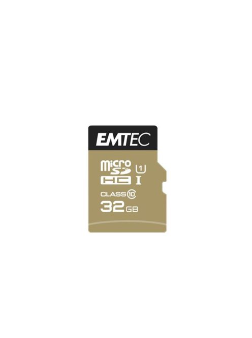 EMTEC Memóriakártya, microSDHC, 32GB, UHS-I/U1, 85/20 MB/s, adapter, EMTEC "Elite Gold"